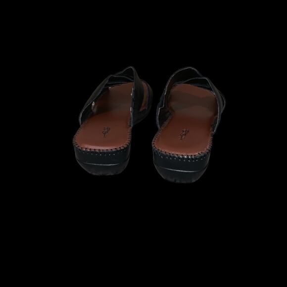 AirStep Black Leather Slide Sandals Women’s Comfort Slip On Wedge Size 9W - Picture 10 of 11